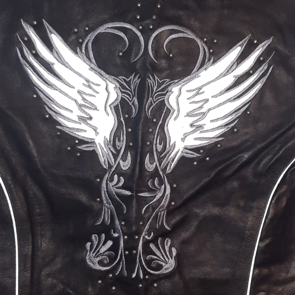 Vance Leather Ladies XL Vest Reflective Embroidered Phoenix Wings Conceal Carry - Picture 6 of 9